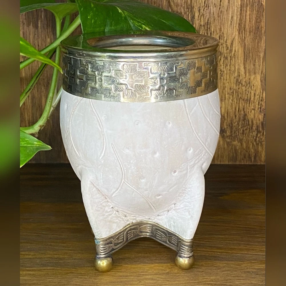 Mate Imperial Cuero Blanco con Base Bolita
