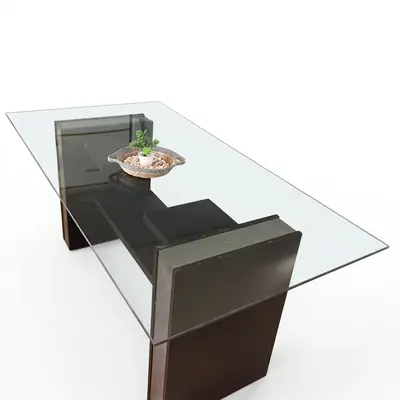 Mesa de vidrio con base de melamina/metal