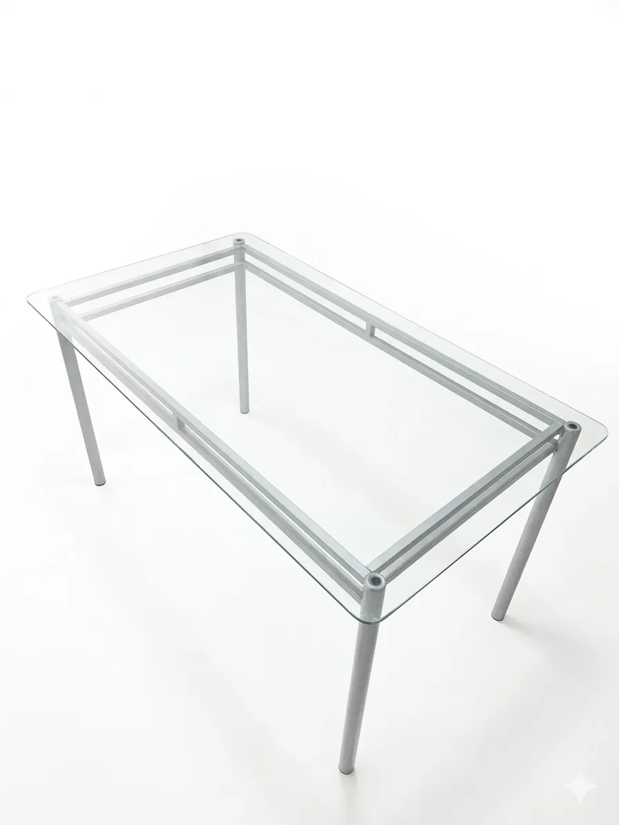 Mesa de vidrio con base de caño 