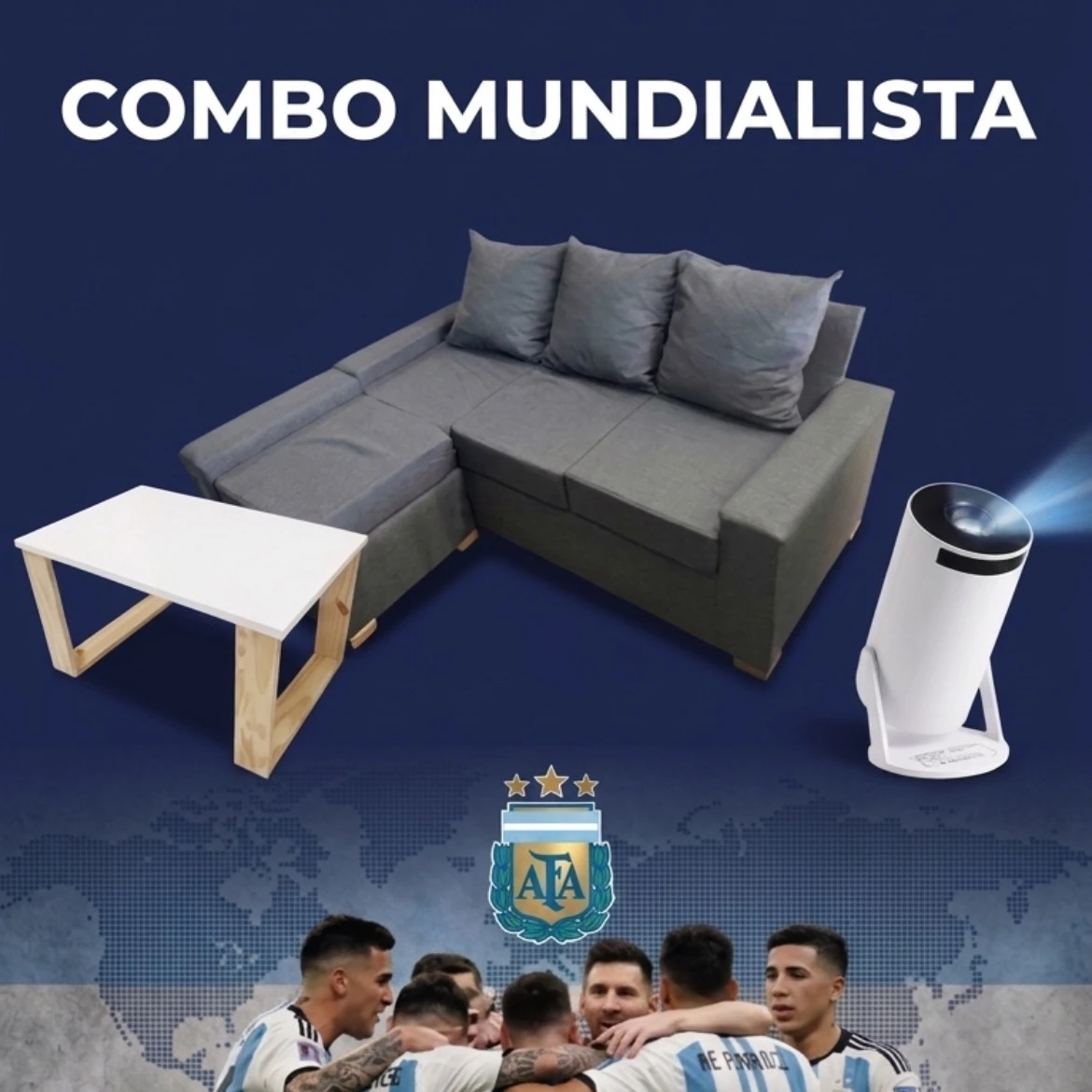 COMBO MUNDISLISTA (sillón+mesa ratona+proyector)