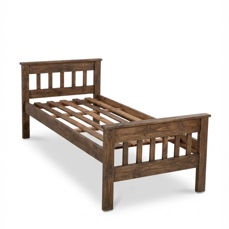 Cama de 1 plaza marrón 