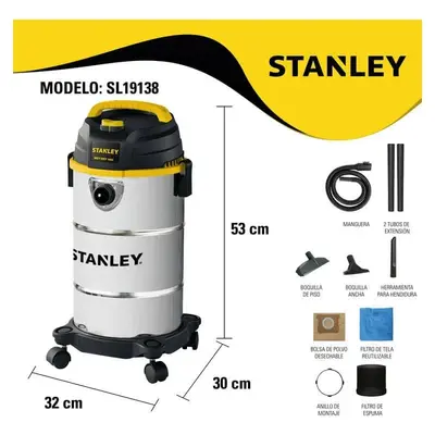 Aspiradora Stanley 19 Lts 1300W Polvo Agua Liquido Inox thumbnail 2