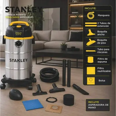 Aspiradora Stanley 19 Lts 1300W Polvo Agua Liquido Inox thumbnail 3