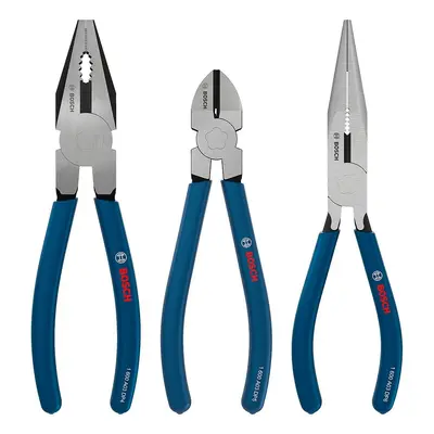 Set de alicates 3 piezas con mango de goma Bosch