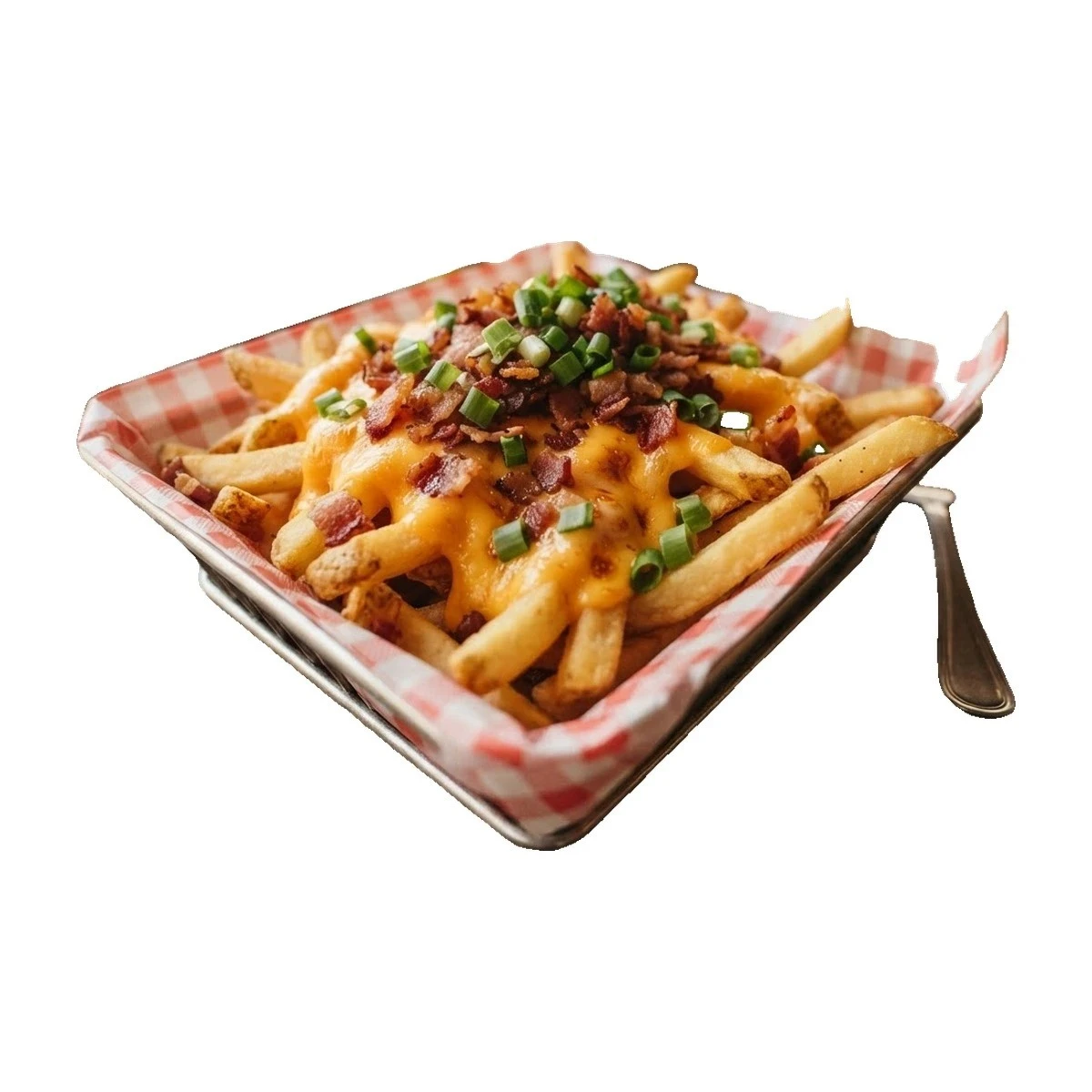 Porcion de Papas Fritas con Cheddar, Panceta y verdeo
