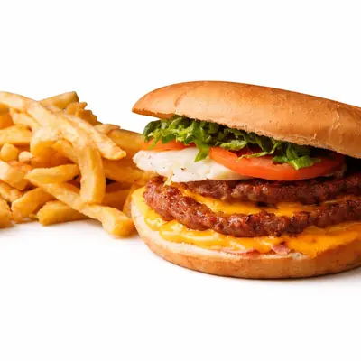 Hamburgesa Doble Con Papas Fritas
