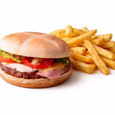 Hamburguesa Completa con Papas Fritas