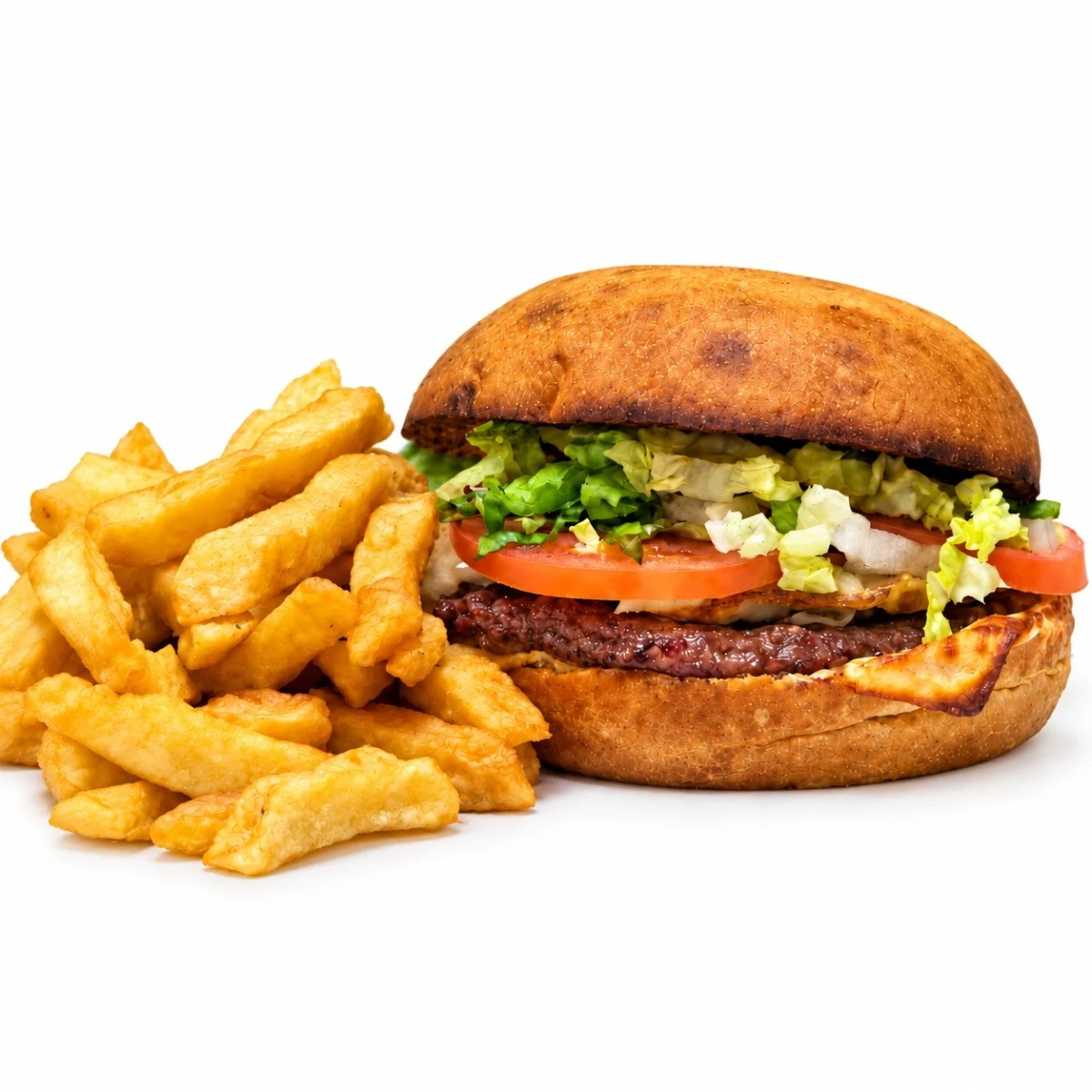 Hamburguesa Completa con Papas Fritas