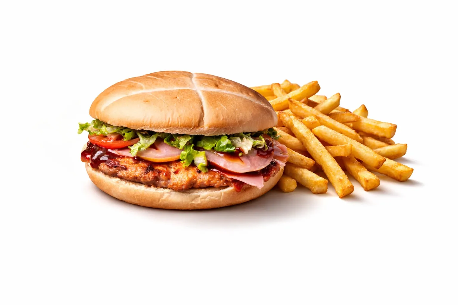 Hamburguesa de Cerdo con Papas Fritas