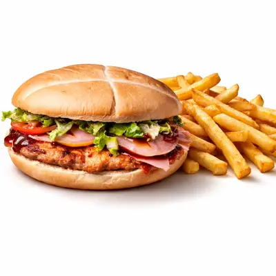 Hamburguesa de Cerdo con Papas Fritas