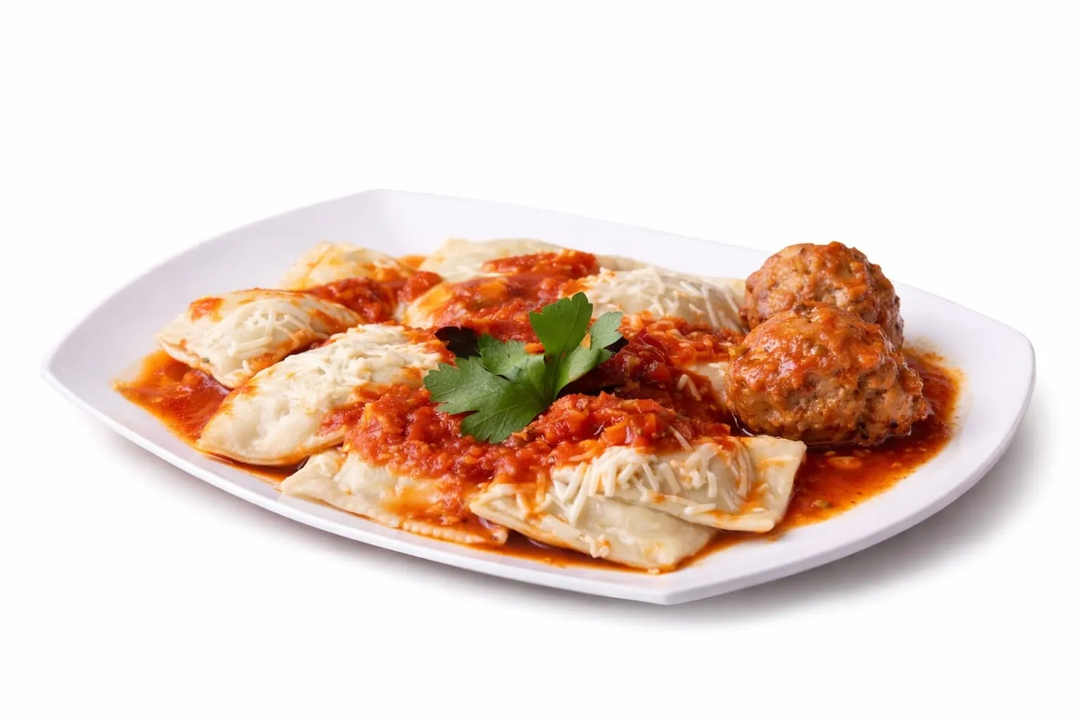 Ravioles con Tuco y Albondigas