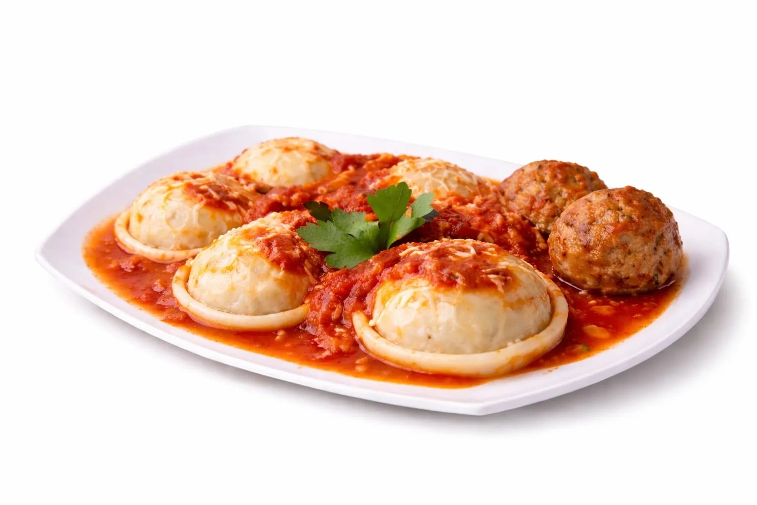 Sorrentinos con Tuco y Albondigas
