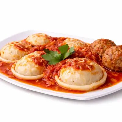 Sorrentinos con Tuco y Albondigas