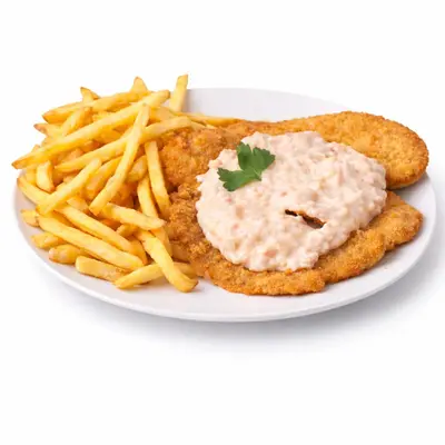 Milanesa a la Suiza con Papas Fritas